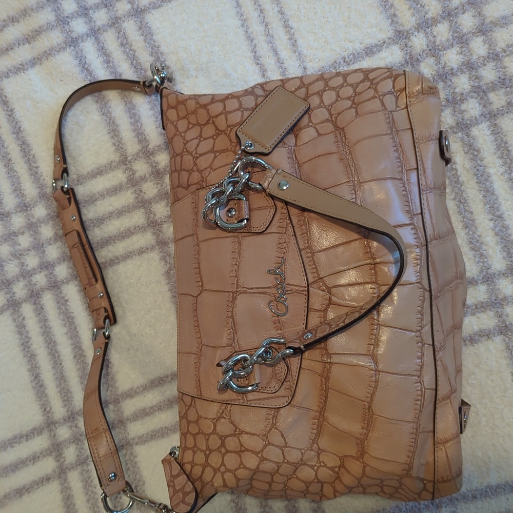 COACH Sabrina Ashley Croc Embossed Leather Shoulder Bag - NWOT